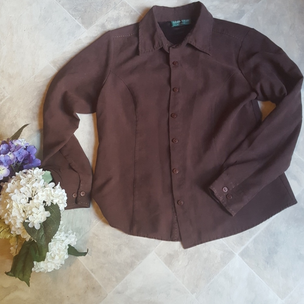 Lemon Grass Studios washable suede button up shirt